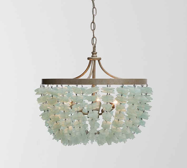 Beach Glass Chandelier Lighting Musethecollective Enya Seaglass Chandelier Pottery Barn