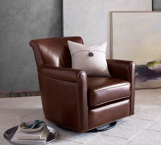 Irving Leather Swivel Glider Pottery Barn Irving Leather Swivel Glider
