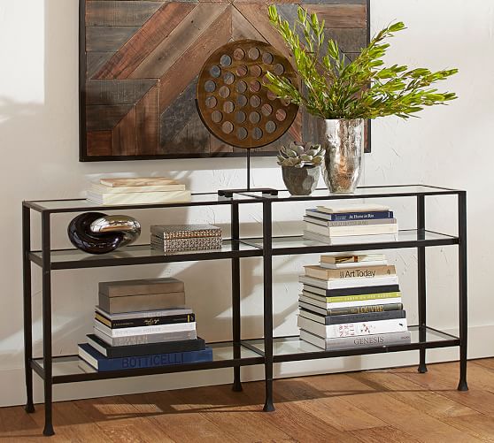 Tanner Long Console Table Bronze Finish Pottery Barn Scroll To Next Item