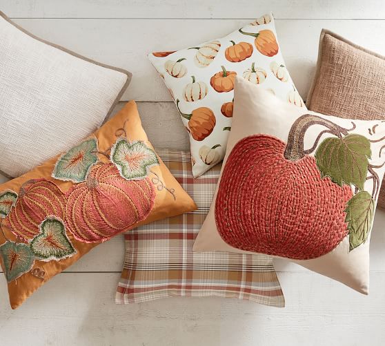 Pumpkin Plaid Pillow Covers Pottery Barn