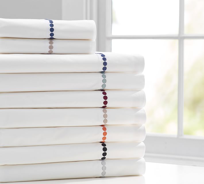 pearl embroidered 280 thread count sheet set pottery barn pearl sheet