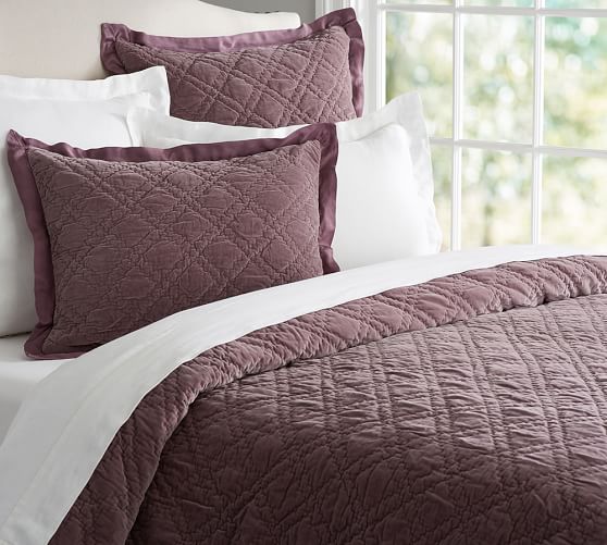Washed Velvet Silk Quilt & Sham Pottery Barn