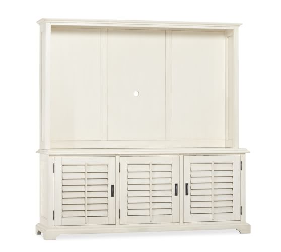 Holstead Shutter Large TV Media Console & Hutch, Almond White Pottery