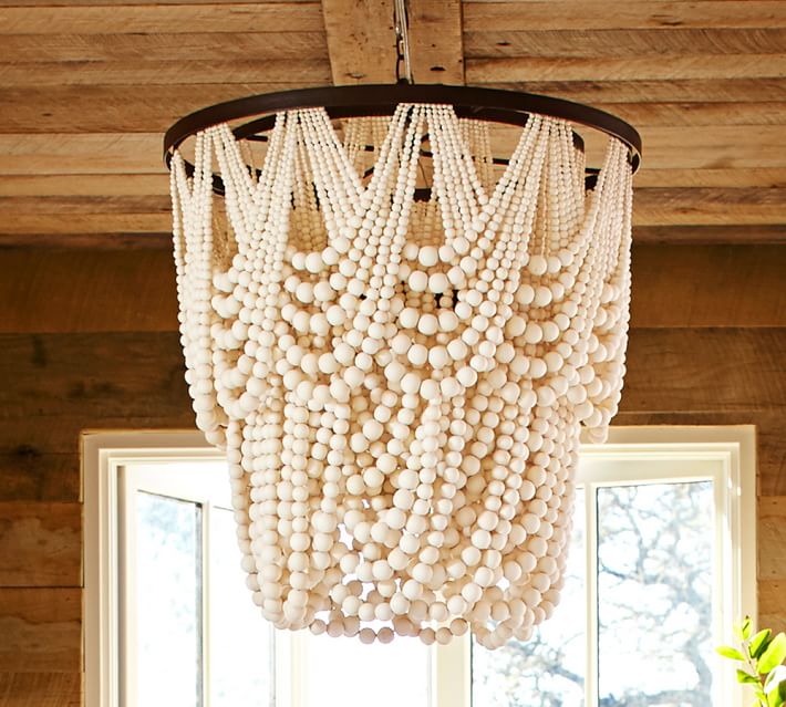 Amelia Wood Bead Chandelier Pottery Barn