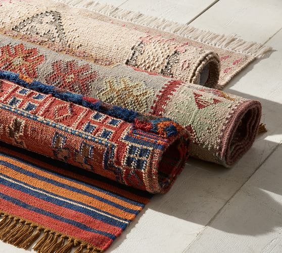 Isaac Synthetic Kilim Rug Red Multi Pottery Barn