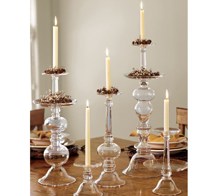 Addison Glass Candleholders | Pottery Barn Reflect and magnify candlelight with our sculptural glass candleholders. A handcrafted mix of solid and handblown glass