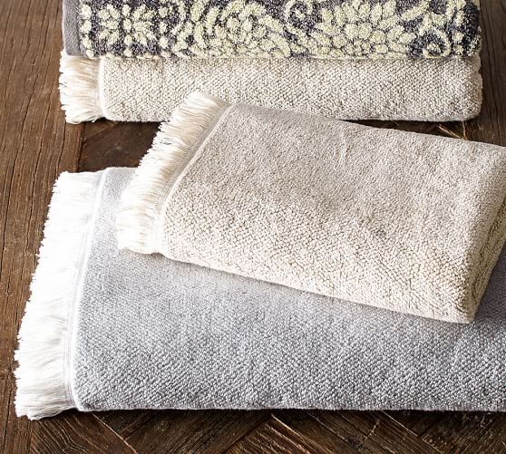 Heather Fringed Bath Towels Pottery Barn