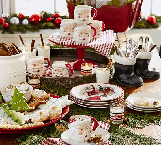 Santa Figural Mug, Mixed Set of 4  Pottery Barn
