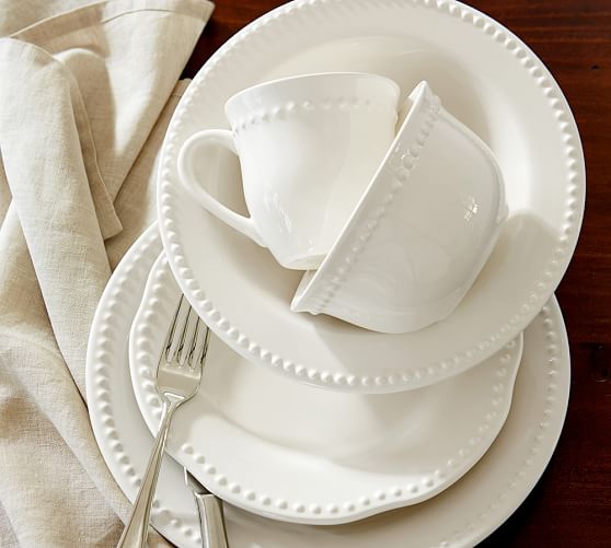 Emma Dinnerware 16 Piece Set with Soup Bowl White Pottery Barn