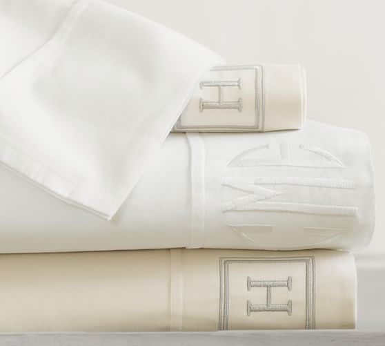 pb essential 300 thread count sheet set pottery barn monogram sheet set