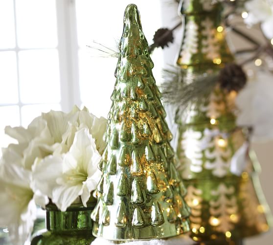 Green Mercury Glass Trees Pottery Barn