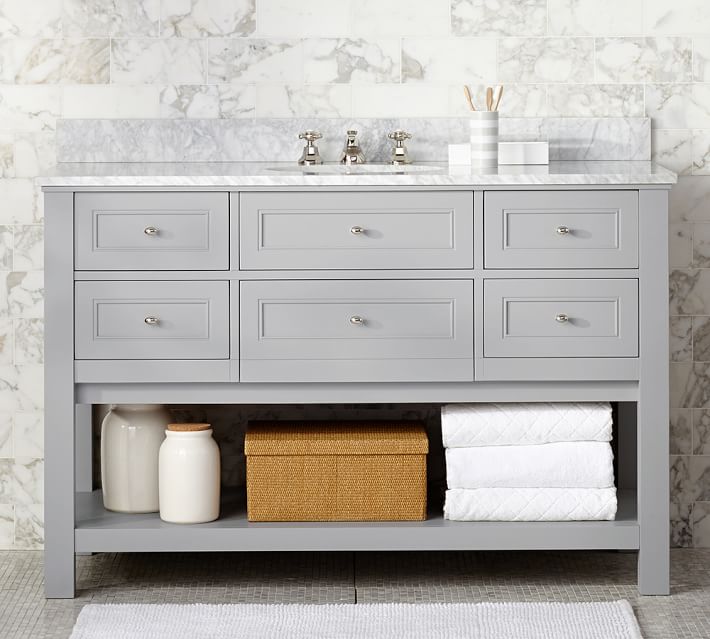 Classic Single Wide Sink Console Gray Pottery Barn