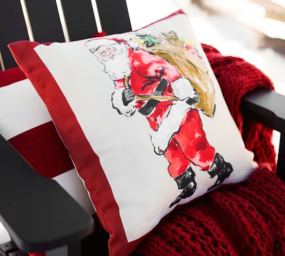 Painted Santa Claus Indoor/Outdoor Pillow Pottery Barn