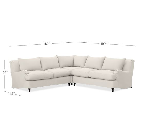 Carlisle Slipcovered 3Piece LShaped Sectional with Corner Pottery Barn