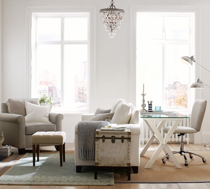 Clarissa Crystal Drop Small Round Chandelier Pottery Barn
