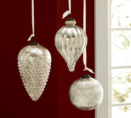 Oversized Mercury Glass Ornaments Pottery Barn