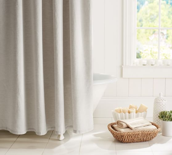 Linen with Silk Trim Shower Curtain Pottery Barn