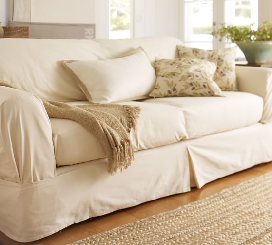 Separate Seat Square Cushion Loose Fit Slipcover Twill Pottery Roll Over Image To Zoom