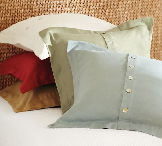 Linen ButtonDown Euro Sham Pottery Barn