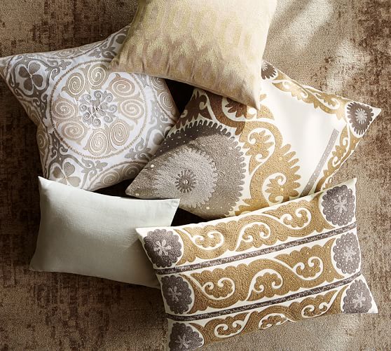 pottery barn suzani pillow pillows decorating potterybarn metallic suzanis neutral clearance covers