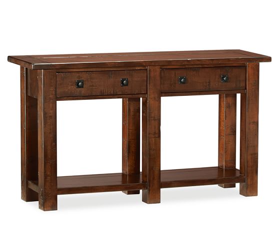 Benchwright Console Table, Rustic Mahogany Pottery Barn