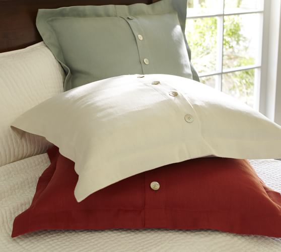 Linen ButtonDown Euro Sham Pottery Barn