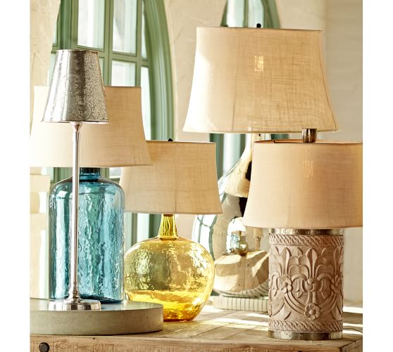 Clift Glass Table Lamp Base Light Blue Pottery Barn