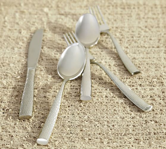 Shiny Hammered Flatware Pottery Barn