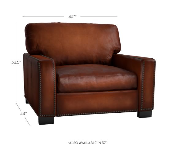 Turner Square Arm Leather Armchair with Nailheads Pottery Barn