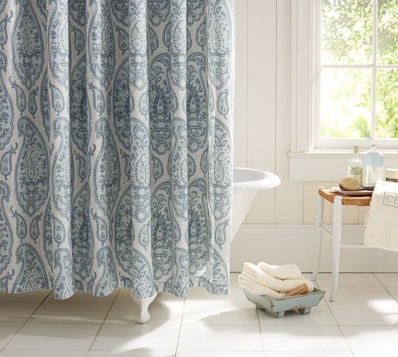 Ashlyn Paisley Organic Shower Curtain Pottery Barn