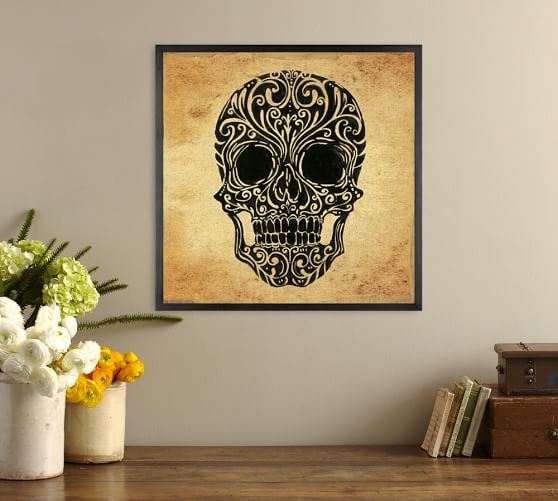 Skull Art Canvas Framed Print Pottery Barn