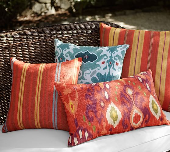 Leticia Ikat Print Indoor/Outdoor Lumbar Pillow Pottery Barn