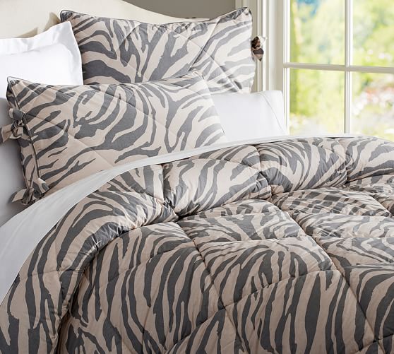 Gray Zebra Comforter & Sham Pottery Barn