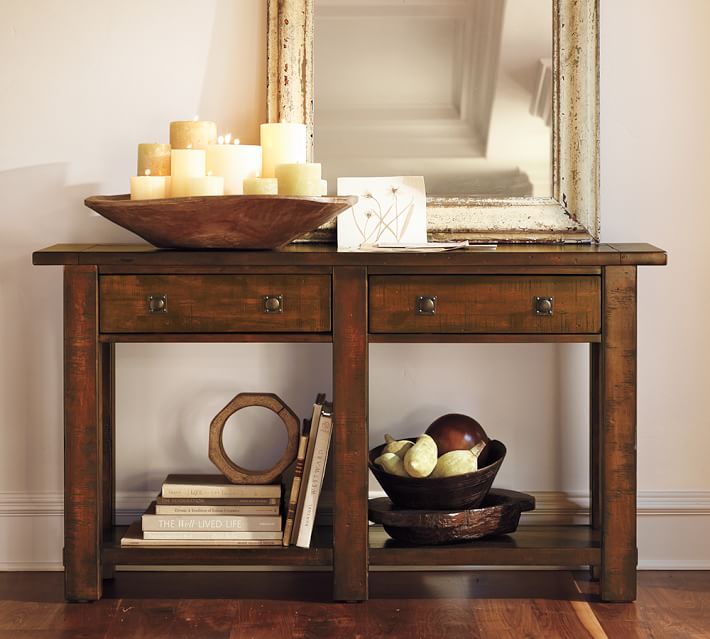 Benchwright Console Table Rustic Mahogany Benchwright Console Table Rustic Mahogany