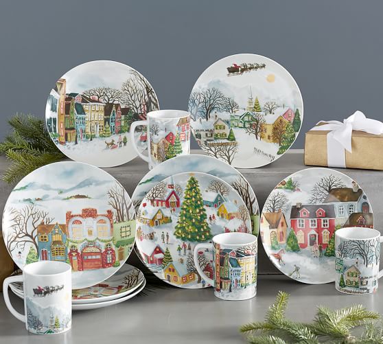 Winter Village 12Piece Dinnerware Set Pottery Barn