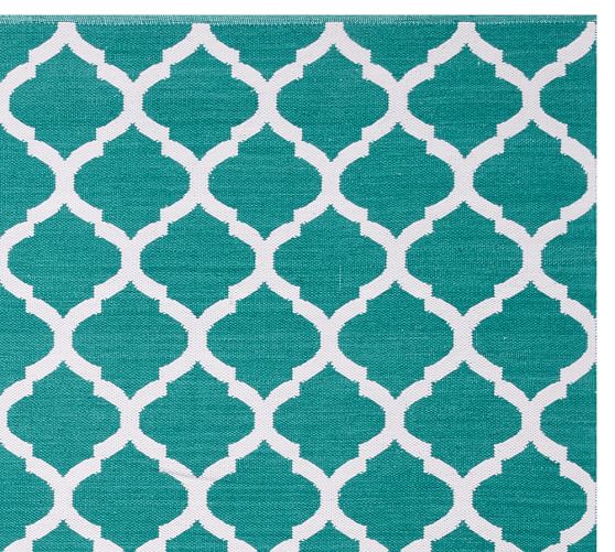 Becca Tile Reversible Indoor Outdoor Rug Teal Pottery Barn Roll Over Image To Zoom