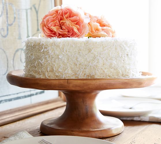 Vintage Wood Carved Cake Stand Pottery Barn