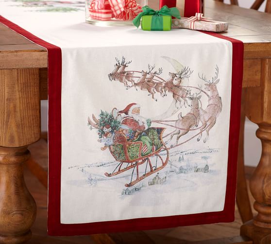 Nostalgic Santa Table Runner Pottery Barn