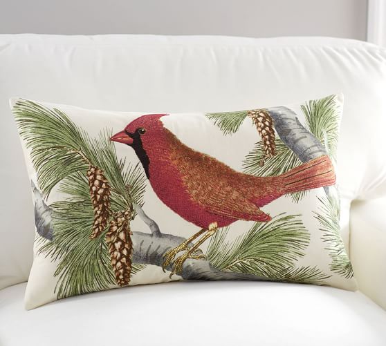 Winter Fauna Cardinal Lumbar Pillow Cover Pottery Barn