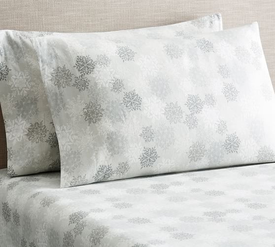 snowflake flannel sheet set pottery barn snowflake sheets