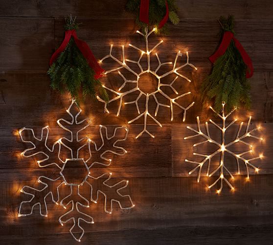 lit simple outline snowflakes pottery barn lit simple outline snowflakes pottery barn