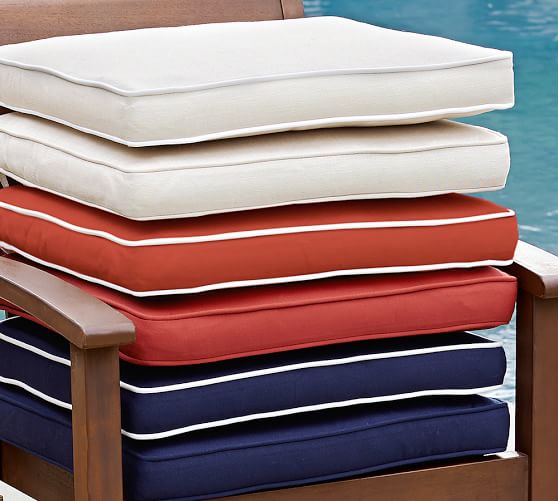 Sunbrella® Piped Outdoor Dining Chair Cushion Solid Pottery Barn