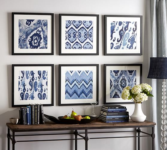 Indigo Ikat Framed Prints Pottery Barn
