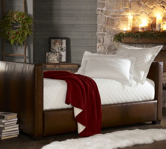 Turner Leather Daybed with Trundle Pottery Barn