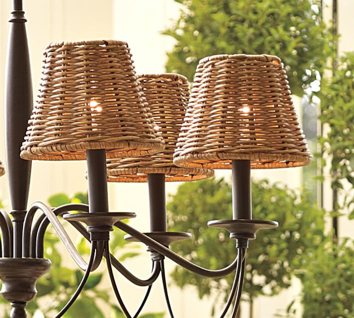 Woven Wicker Chandelier Shade Set Of 3 Pottery Barn