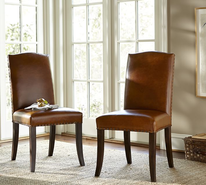 Staten Leather Side Chair Pottery Barn