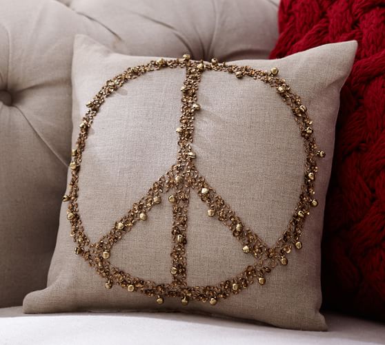 Jingle Peace Embellished Pillow Pottery Barn