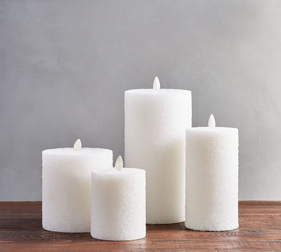 Premium Flicker Flameless Sugar Pillar Candle White Pottery Barn
