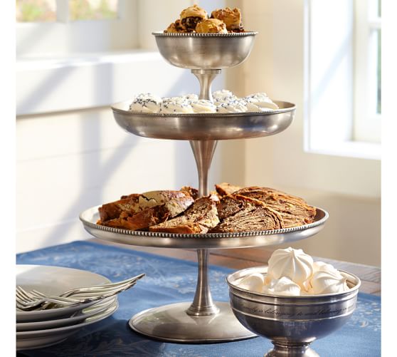 Antique Silver Round Tiered Stand Pottery Barn