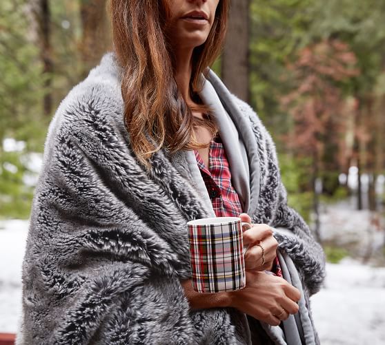 Faux Fur Throw Gray Ombre Pottery Barn